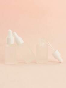 3/5/10/20pcs/Set Square Matte Empty Refillable Glass Dropper Bottles 5ml/8ml/10ml/15ml/20ml For Essential Oil, Serum, Perfume, Travel And DIY Use, White And Silver Cap