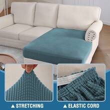 2025 New Sectional Couch Covers 8 Pieces Stretch Sofa Covers Sectional Sofa Set Separate L Shaped Couch Cover Both Left/Right Couch (And Back: 1 Chaise + 3 Sofa, Ivory), Modern Comfortable Sofa Covers - Storm Blue - 查看 5