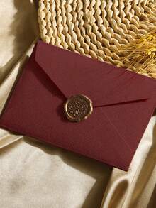 5/20pcs Vintage Envelopes & Invitations Cards, Linen Pattern Cards With Wax Seal Stickers, Suitable For Wedding, Birthday Party, Anniversary - Set - View 14