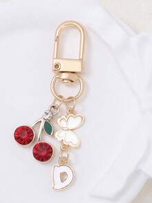 1 件可爱甜美亚克力樱桃字母钥匙扣不锈钢 26 个字母钥匙圈适用于手提包背包汽车钥匙 - 优雅女士节日礼物。背包装饰钥匙扣 - 彩色 - 查看 14