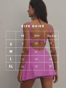 FWH Robe de sport pour femmes à bretelles fines, style vintage, minimaliste et élégant. Design avec taille cintrée, fente haute, doublure anti-transparence, coupe slim. Polyvalente pour le yoga et le quotidien. Robe de sport à la mode et avant-gardiste, rose, pour l'été. - Rose bonbon - Voir 2