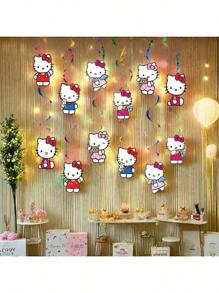 Hello Kitty 6/12 stuks Hello Kitty Party hangende swirls plafond streamers folie schattige decoratie Happy Birthday feestbenodigdheden HelloKitty feestdecoraties voor vrijgezellenfeesten, afstudeerfeesten en andere feestelijke gelegenheden
