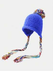 1pc Women's Winter Handmade Tassel Knit Hat, Autumn & Winter Warm Ear Protection Fashionable Beanie, Suitable For Daily Wear, Shopping And Skiing