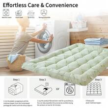 Mattress Topper - Queen Size | Plush Pad Mattress Topper For Back Pain Relief, 8-21" Deep Pocket | Bamboo Pattern Pillow Top | Bedroom Essentials