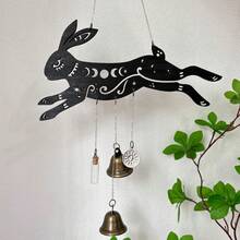 1 件巫婆铃铛木制壁挂装饰，适用于装饰庭院、客厅、阳台、窗户，风力驱动，理想的礼物，节日氛围装饰，万圣节装饰家居装饰秋季装饰房间装饰秋季装饰