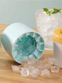 1 个便携式硅胶冰模，圆柱形 3D 制冰机冰块，易于拆卸的多隔间硅胶冰格和简单的桶设计，带盖，可重复使用的制冰机，适用于家庭、酒吧、俱乐部和户外夏季饮品，非常适合鸡尾酒和水果、厨房必需品、厨房配件、学校、大学、学生宿舍用品、国庆节、返校季 - 彩色 - 查看 3