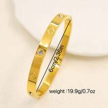 2 Pcs/Set Luxury Fashion Bracelet Set, New Stainless Steel Zirconia Women Bracelet, Octagram Diamond Bracelet, Suitable For Daily Wear Or Gift For Women - Yellow Gold - View 8