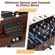 4-In-1 Combo Game Table – Foosball, Electric Air Hockey, Ping Pong & Poker, 55" Multi-Game Table For Home & Game Room Fun - Burgundy - View 7