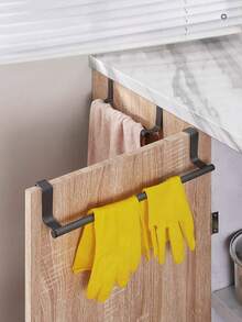 1件装不锈钢毛巾杆浴室门挂式毛巾架卫浴挂件免打孔柜门挂式抹布衣架柜门后毛巾单杆