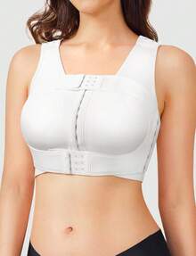 Post-Surgery Front Closure Bra For Women - Mastectomy Recovery Bra With Removable Support Band | Comfortable Compression Everyday Wear - White - View 1