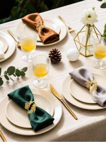 4-20pcs Metal Leaf Napkin Rings, Wheat Napkin Holders For Wedding, Christmas Party, Banquet
