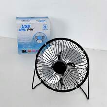 Ventilador pequeño de escritorio, ventilador USB de cuatro aspas de aluminio, silencioso y con viento súper fuerte, mini ventilador portátil para oficina en casa, regalo ideal de verano. - Negro - Ver 6