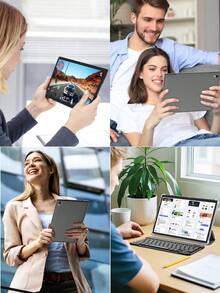 Relndoo 带键盘的 Android 15 平板电脑，2 合 1 平板电脑，带皮套、鼠标、手写笔、键盘、保护膜、电缆的平板电脑，（4GB+20GB）RAM+128GB ROM，A333 四核 2.0 GHz，802.11n Wifi 2.4G/5G 无线，2MP+8MP 双摄像头，10.1 英寸 1280 * 800px 高清触摸屏，6000mAh 长电池寿命，支持 1TB SD 扩展，C 型（无适配器）-黑色