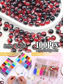 闪亮裂纹玻璃珠，破裂效果，尺寸为 10 毫米/0.39 英寸和 8 毫米/0.31 英寸。多色圆形珠子，用于 DIY 珠宝、手链、项链、耳环和手工艺品制作。