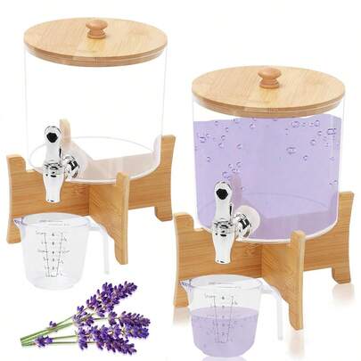 מתקן למרכך כביסה, מתקן למרכך כביסה בנפח 0.7 גלון לארגון חדר כביסה, מתקן למרכך כביסה נוזלי אקרילי עם ברז, מחזיק לחומר ניקוי, כוס מדידה