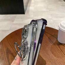 1 件黑色磁力陀螺仪手机支架，透明奢华时尚防震气囊手机壳，兼容 Apple 17pro/17promax/17Air/17/6/7/8/X/XS/XR/11/12/13/14/15/16/16e、Galaxy S22/23/24/25/S24 FE/S25 EDGE、A04/05/06/A14/A15/A16/A24/A25/A34、Redmi Note 7/8/9/10/11/12/13、Redmi 9/10/12/13C、OPPO、MOTO、Honor X、HW、Realme C53 C55 - 黑色 - 查看 5