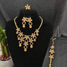 5pcs Middle Eastern Bridal Jewelry Set Necklace Earrings Ring Bracelet Accessory