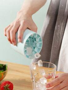 1 个便携式硅胶冰模，圆柱形 3D 制冰机冰块，易于拆卸的多隔间硅胶冰格和简单的桶设计，带盖，可重复使用的制冰机，适用于家庭、酒吧、俱乐部和户外夏季饮品，非常适合鸡尾酒和水果、厨房必需品、厨房配件、学校、大学、学生宿舍用品、国庆节、返校季 - 彩色 - 查看 8