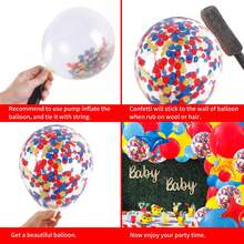 Bộ 89 bóng bay trang trí chủ đề lễ hội và xiếc, gồm bóng bay màu đỏ, xanh dương, vàng, bóng bay kim tuyến nhiều màu sắc và bóng bay tráng bạc, thích hợp cho chủ đề lễ hội, bé trai, bé gái, trẻ em, em bé, tiệc mừng em bé chào đời, tiệc tiết lộ giới tính, sinh nhật, trang trí phòng, tiệc tùng. - Màu sắc hỗn hợp - Xem 3