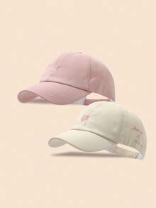 Love Embroidery Children's Baseball Cap For Spring Summer, Empty Top Baseball Cap For Girls, UV Ion Sun Hat For Ponytail, Spring And Autumn Sun Hat For Daily Outdoor Activies, For 3-10 Children - Multicolor - View 23