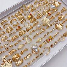 20 件/包夸张花卉不对称形状合金戒指套装，复古优雅仿珍珠混合风格多件可调节戒指，派对婚礼日常佩戴手指配饰，时尚珠宝最佳礼物，随机搭配