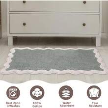 Bathroom Rug Bath Mats For Bathroom  Sage Green Bath Rug | Bathroom Mats Or Bathtub Mat For Shower Accessories | Absorbent Rug Or Scallop Bath Room Runner Rugs - Forest Sage - View 2