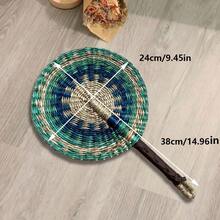 1pc Round Handwoven Colorful Fan, 9.84 Inch Width/14.95 Inch Length, African Elements Wall Decor Hanging Fan, Summer Beach Travel Hand Fan - Multicolor - View 13