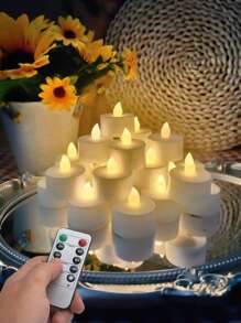 6/12/24 PCS Battery Operated LED Candles, Timed/Remote Control, Wish Candles, Tea Lights, Flameless LED Candle Lights, For Halloween, Valentine's Day, Christmas, Wedding, Party, Birthday, Home Decor And Other Holidays - Warm Light - View 2