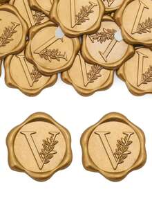 30/50 Pcs Letter Wax Seal Stickers, Gold Initial Alphabet Adhesive Wax Seal Stickers, Envelope Seal Stickers Envelope Seals Self Adhesive Gold Stickers For Thanksgiving Card/Gift Wrap/Wedding Engagement Party Invitation Wedding Party Birthday Christmas