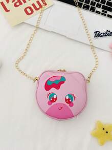 1 pieza Nuevo bolso bandolera con estampado animal, cadena desmontable, exquisito, pequeño y lindo, con estampados de dibujos animados de animales llenos de infantilidad, combinación de colores caramelo, Body ligero, portátil y liviano, diseño con cierre de cremallera, capacidad suficiente, adecuado para múltiples escenarios.