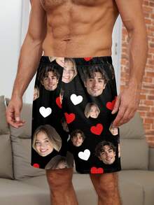 Pijama corto personalizado para hombre, tela de punto con estampado de retrato, regalo festivo y uso diario, elegante, lindo, adorable, con estilo, divertido, personalizado, único, personalizable, personalizada, regalos ideales para él, obsequios ideales, para ella, novio, rlfriend, familia, amigos, ella