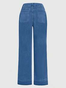 New Women's Blue Wide Leg Long Jeans – High Quality Denim Pants For Stylish Comfort - 淺色水洗藍 - 查看 7
