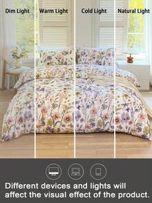 3pcs Floral Pattern Duvet Cover Set, Made Of Super Soft & Breathable Premium Microfiber Fabric, Suitable For All Seasons, Machine Washable, Non-Fading, Non-Pilling, Anti-Shrink, Anti-Wrinkle, Fashionable Bohemian/Farmhouse/Modern Minimalist Bedroom Decor, Easy Care, Fits Twin/Full/Queen/King Size Beds, Ideal For Home, Dorm, Apartment, Hotel, Vacation Rental, And Gift-Giving. - Multicolor - View 8