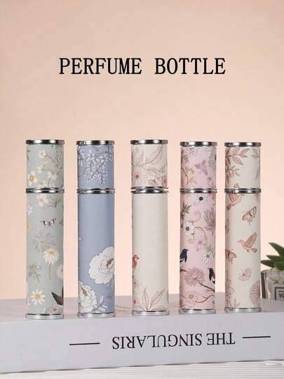 زجاجة رذاذ عطر محمولة ذات طباعة زهرية من الجلد البري الراقي سعة 10مل قطعة واحدة