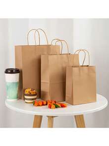 50个装带手柄棕色纸袋 - 礼品袋 - 带抽绳手柄的牛皮纸袋 - 21 X 11 X 27 厘米 - 适用于生日、婚礼、圣诞节和派对庆祝活动的牛皮纸袋