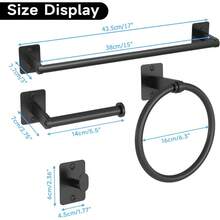 Matte Black Bathroom Accessories Set, KLJKPA 4 Pieces Bathroom Hardware Set, 24 Inch Towel Bar, Towel Racks For Bathroom, Robe Towel Hooks, Toilet Paper Holder Wall Mounted - màu đen - Xem 5