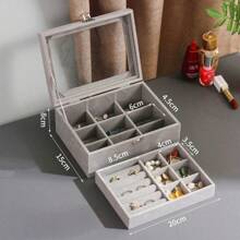 Jewelry Necklace Storage Box, Large Capacity Pearl Necklace Organizer With Drawers, Transparent Tabletop Jewelry Holder, Velvet Jewelry Display Box For Women Storage Organizer Travel Essentials Back To School Dormitory Storage