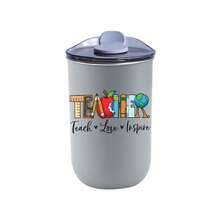 教师节葡萄酒杯 - 1个12盎司不锈钢椭圆形保温杯，带保温盖，便携旅行杯，四季皆宜，完美的教师礼物 - 白色 - 查看 12