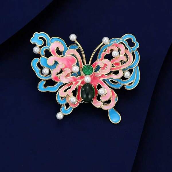 1pc Colorful Bow Brooch Pin, Women Casual Everyday Accessory
