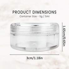 10 个亚克力透明圆形罐 - 化妆品、乳液、面霜、化妆品、珠子、眼影、水钻、样品、花盆、5g/5ml（透明盖） - 無色 - 查看 2