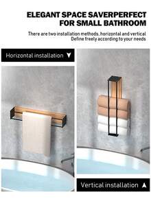 1 件浴室壁挂式毛巾架，毛巾收纳架，壁挂式毛巾架，易于安装，无需打孔或冲孔安装，适用于浴室毛巾收纳，卷起毛巾收纳，浴室配件 - 黑色 - 查看 12