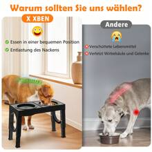 Elevated Dog Bowls Foldable,With Slow Feeder And No Spill Water Bowl, Raised Pet Bowl Stand For Large Sized Dogs,5 Heights Adjustable Elevated Pet Bowls Cat Food And Water Feeding Bowl Set, 9/11/12/14 Inch, Black