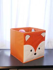 1pc Cartoon Plush Embroidered Storage Box, Square Large Capacity Storage Box For Toys, Household Items, Desk Organizer - Multicolor - View 8