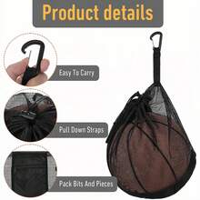 排球包，耐用篮球包，带小内袋，篮球携带包，可容纳 1 个球，各种运动球，包括篮球、足球、足球和橄榄球，黑色 - 彩色 - 查看 7