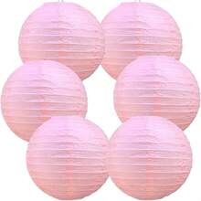 10-Inch Red Round Paper Lanterns Decorative Hanging Asia Japanese Paper Lanterns Lamp Birthday Wedding Bridal Shower Home Decor Party Decoration(6 Packs) - Hồng - Xem 8