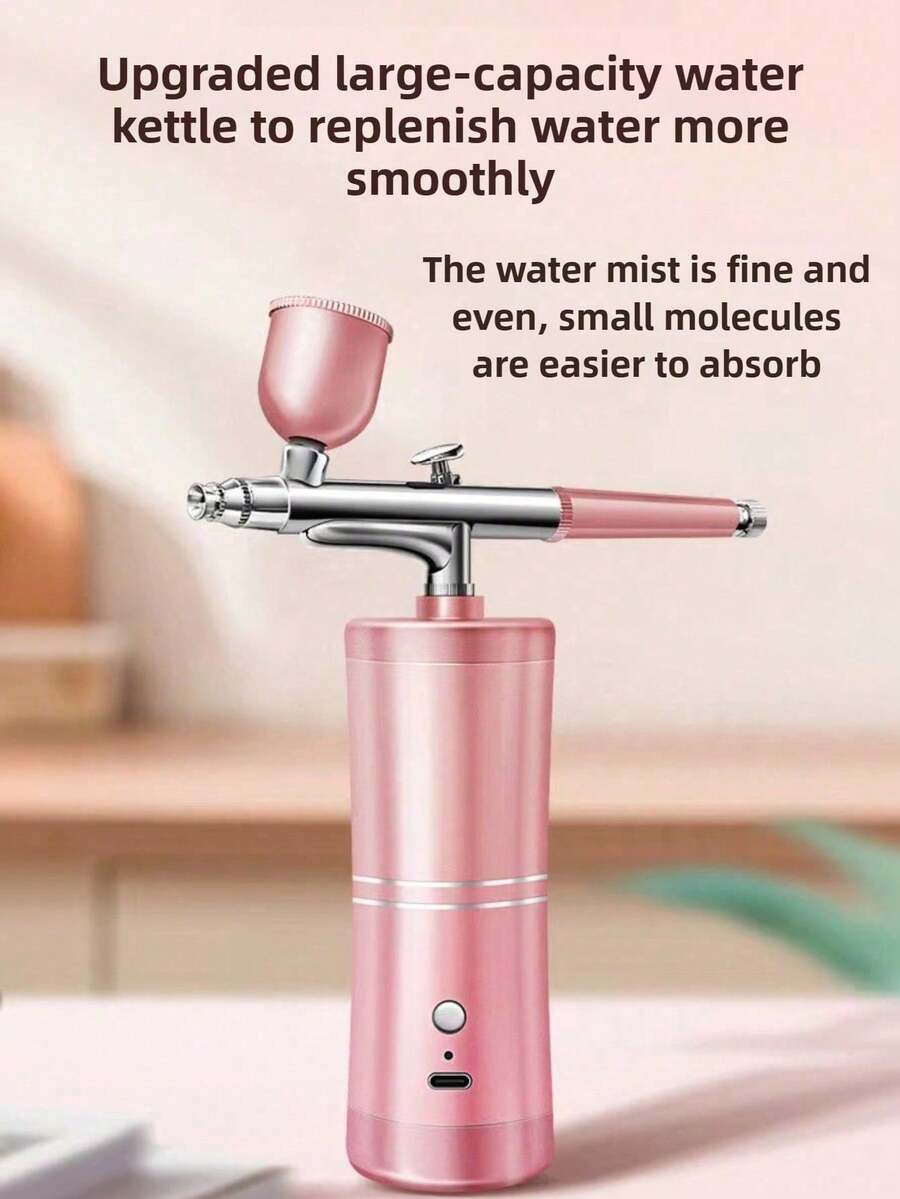 1 Set Cordless Airbrush Kit, With Detachable Extension Hose, 0.3mm Dual-Action Airbrush, 3 Jars, Cleaning Brush, USB Cable, Air Compressor, 0.3mm Micro Spray Nozzle, 1000mAh Rechargeable Battery, Home Use High Pressure Sprayer, Moisturizing Atomizer, Suitable For Model, Nail Art, Auto Painting, Beauty Spraying Tools, DIY Crafts Gift - 彩色 - 查看 1