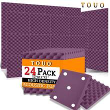 TOUO 6-48 块吸音泡沫板，8 种颜色蛋箱隔音垫，12 英寸 x 12 英寸 x 2 英寸/1 英寸，高密度吸音海绵，适用于工作室、房间、墙壁、天花板 - 彩色 - 查看 54