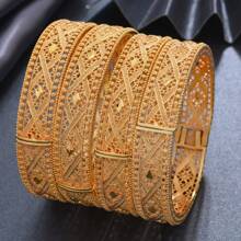 1pc Middle Eastern Style Luxury Bride Open Bangle Bracelet, Elegant Women Jewelry, Southeast Asia Accessories