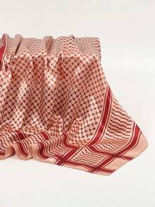 1 件轻质沙漠阿拉伯头巾，户外露营颈巾缎面 90x90 厘米方形围巾，适合夏季海滩、户外 - 紅色 - 查看 6