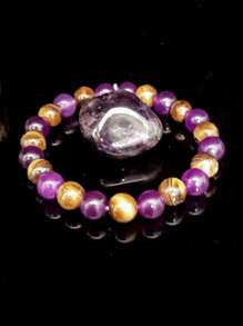 Amethyst Tigers Eye Gemstone Bracelet Anxiety Bracelet For Women Men Powerful Protection Calming Crystals Yoga Meditation Jewelry 8mm